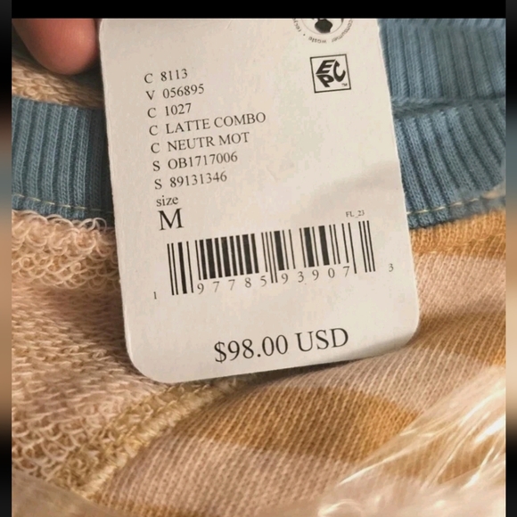 FREE PEOPLE Classic Striped Latte Combo Sweater Medium Retired NWT$98 - Picture 9 of 11